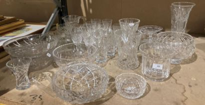 Contents to part of shelf - large quantity of glassware - bowls, vases, jugs,