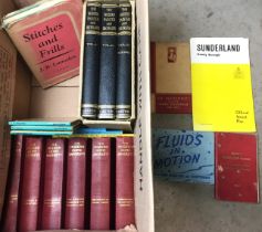 Box containing seventeen books and three Bartholomew maps including Munro's Seamanship 1965 Primer,