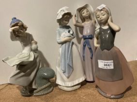 Four Nao girl figurines (unboxed) (saleroom location: S2QB07)