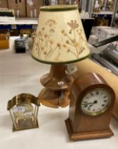 Oak mantel clock (battery operated) - crack to glass,