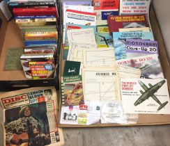 Contents to box - twenty books, three DVDs, DISC magazine August 1967, fifteen books on aircraft,