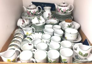 Contents to tray - one hundred and eleven pieces of Royal Worcester Worcester Herbs tea/dinner