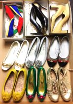 Box containing nine pairs of ladies shoes - sizes 5,