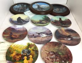 Eleven plates including three Canadian wildlife (21cm diameter) by Dominion with wooden surrounds