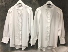 Two Fransa ladies long sleeve white shirts size medium new with labels (RRP: £49.