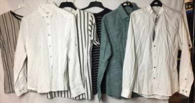 Six previously worn men's shirts sizes S and M including three shirts and three T-shirts,