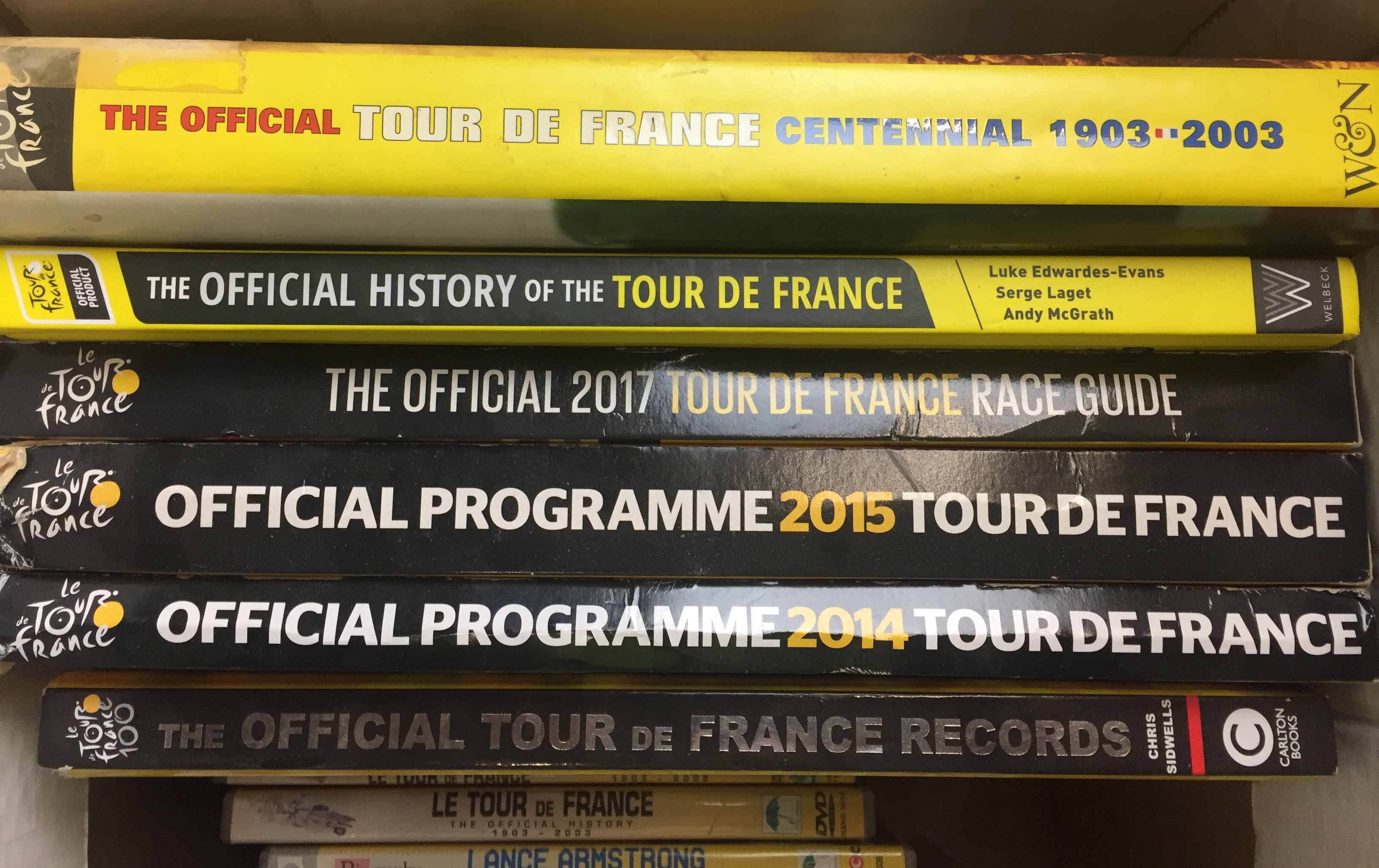Box containing fifteen items relating to cycling including Tour De France official programmes and - Image 2 of 3