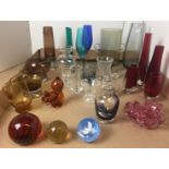 Twenty five pieces of glassware including three paperweights by Caithness etc,