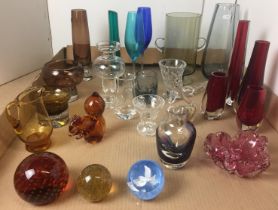 Twenty five pieces of glassware including three paperweights by Caithness etc,