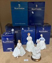 Two Royal Doulton bone china figurines 'Heather' HN2596 and 'Patricia' HW2715 (crack to base),