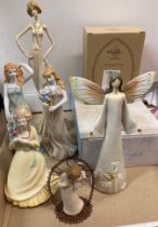 Contents to tray - six assorted figurines by Willow Tree, Butterfly Angels,
