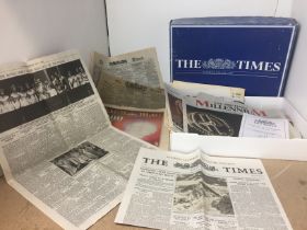 Six items including box set of The Times January 1st 2000 with certificate of authenticity and five