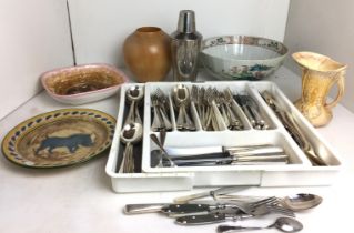 Seven items including plastic tray containing one hundred plus pieces of United Cutlery and Cutlery