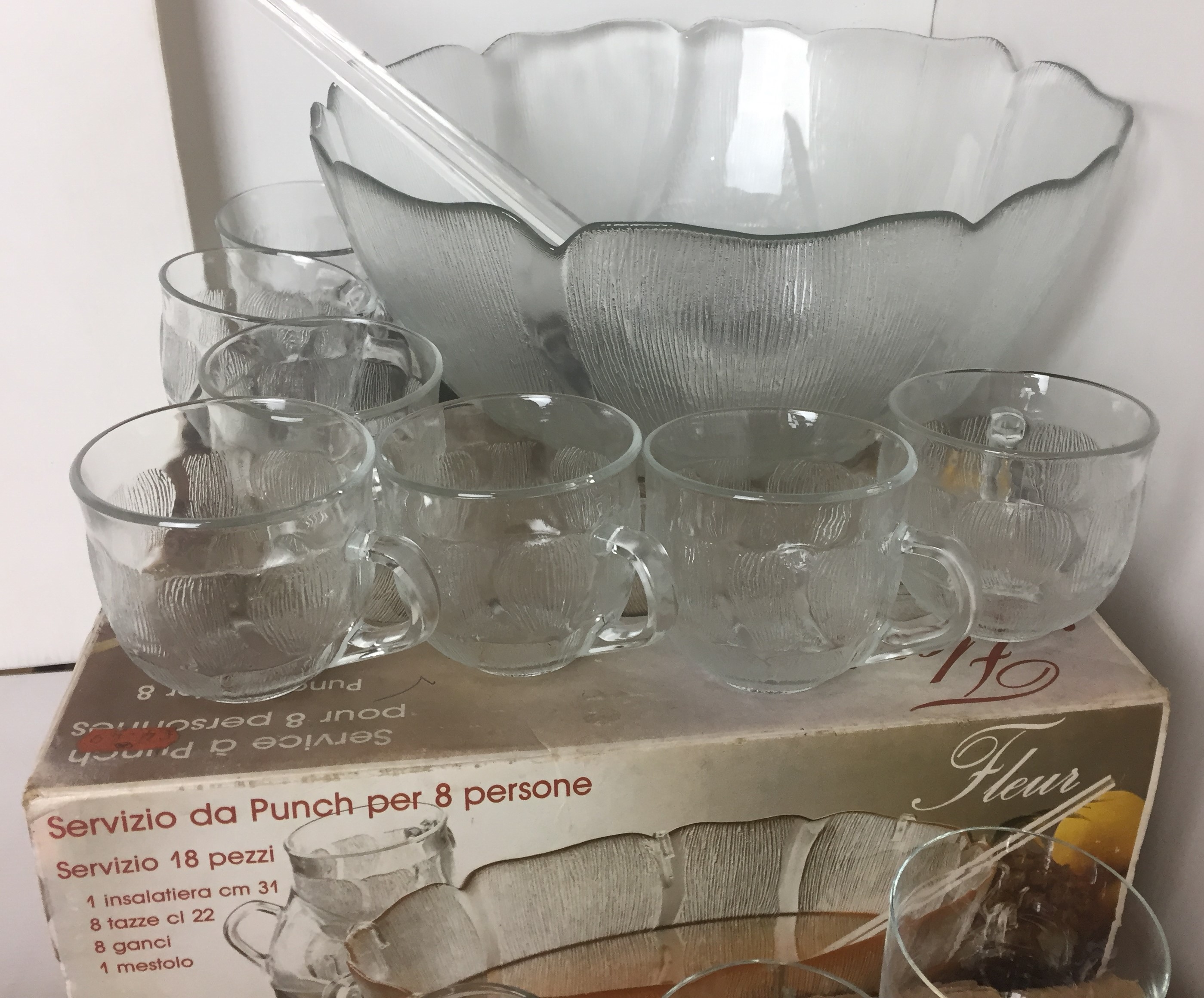 Contents to tray - twenty three items of glassware including four salts, punch bowl with box, - Image 3 of 4