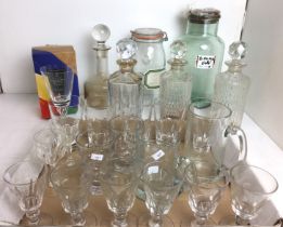 Twenty five pieces of glassware - three decanters including a pair,