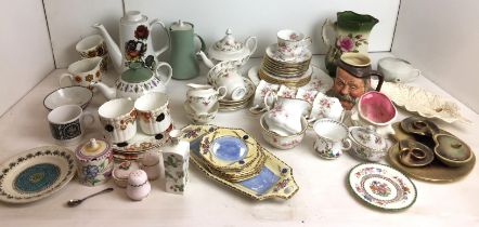 Contents to part of shelf including part tea services Paragon Victoria Rose,