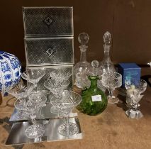 Six Edinburgh hand cut lead crystal cocktail glasses with boxes,