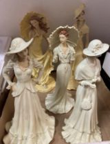 Five assorted Classic Lady figurines - 27cm x 30cm high (saleroom location: X03)