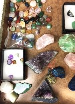 Box containing seventy five rock crystals,