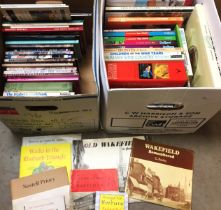 Contents to two boxes - seventy plus books relating to Wakefield area,