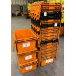 20X HEAVY DUTY STACKABLE STORAGE BOXES WITH LIDS - COLOURS MAY VARY - WILL NEED CLEANING DUE TO