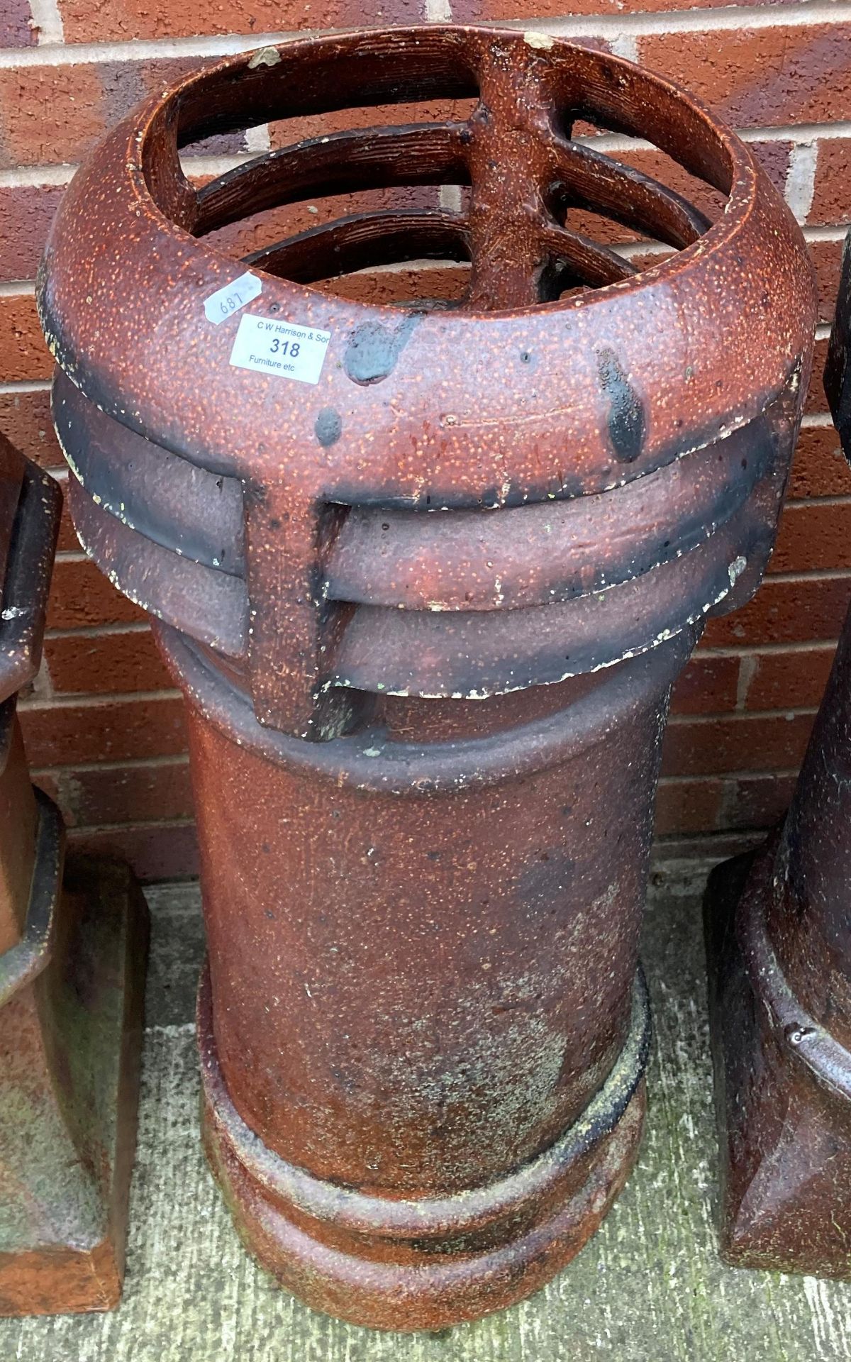 A salt glazed chimney pot 84cm high (saleroom location: outside)