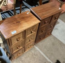 Two dark wood six-drawer CD drawers,