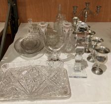 Contents to part of rack - Nachtmann double candle stick holder, Rogaska single candle stick holder,