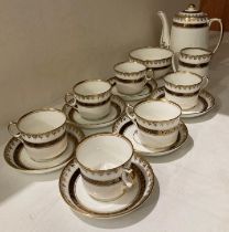 A fifteen-piece Gladstone china tea service including six cups and saucers, sugar bowl,