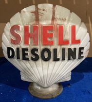 Rare vintage 'Shell Diesoline' petrol pump glass globe with Hailware British Made and stamp to