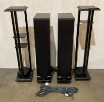 Pair of Spendor S5E tall black speakers (82cm high) and with a pair of black solid hardwood tall