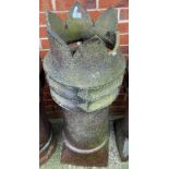 A salt glazed crown topped chimney pot (one point broken) 105cm high (saleroom location: outside)