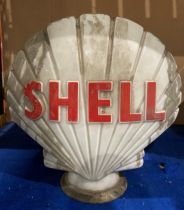 Rare vintage 'Shell' petrol pump glass globe with Hailware British Made and stamp to inside (44 x