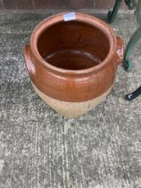 A salt glazed bread crock/planter,