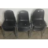 13 x Black rexine stacking chairs with chrome frames (saleroom location: MA2)