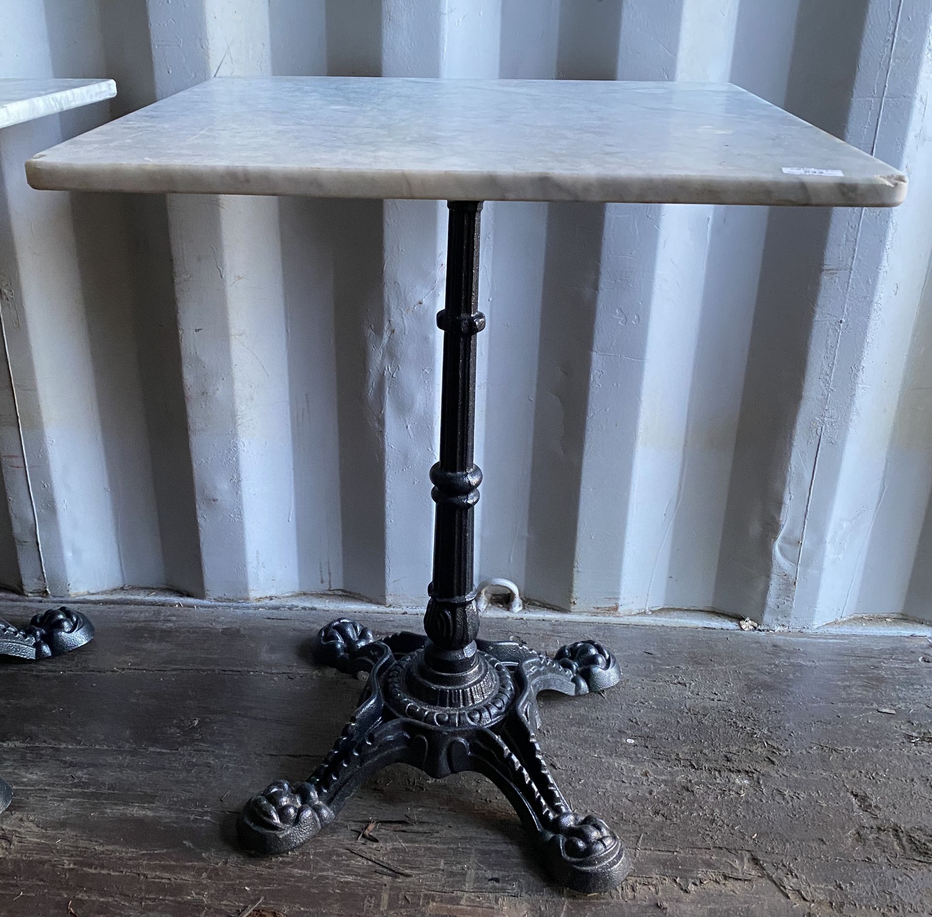 White marble-topped centre metal column square dining table, - Image 3 of 3