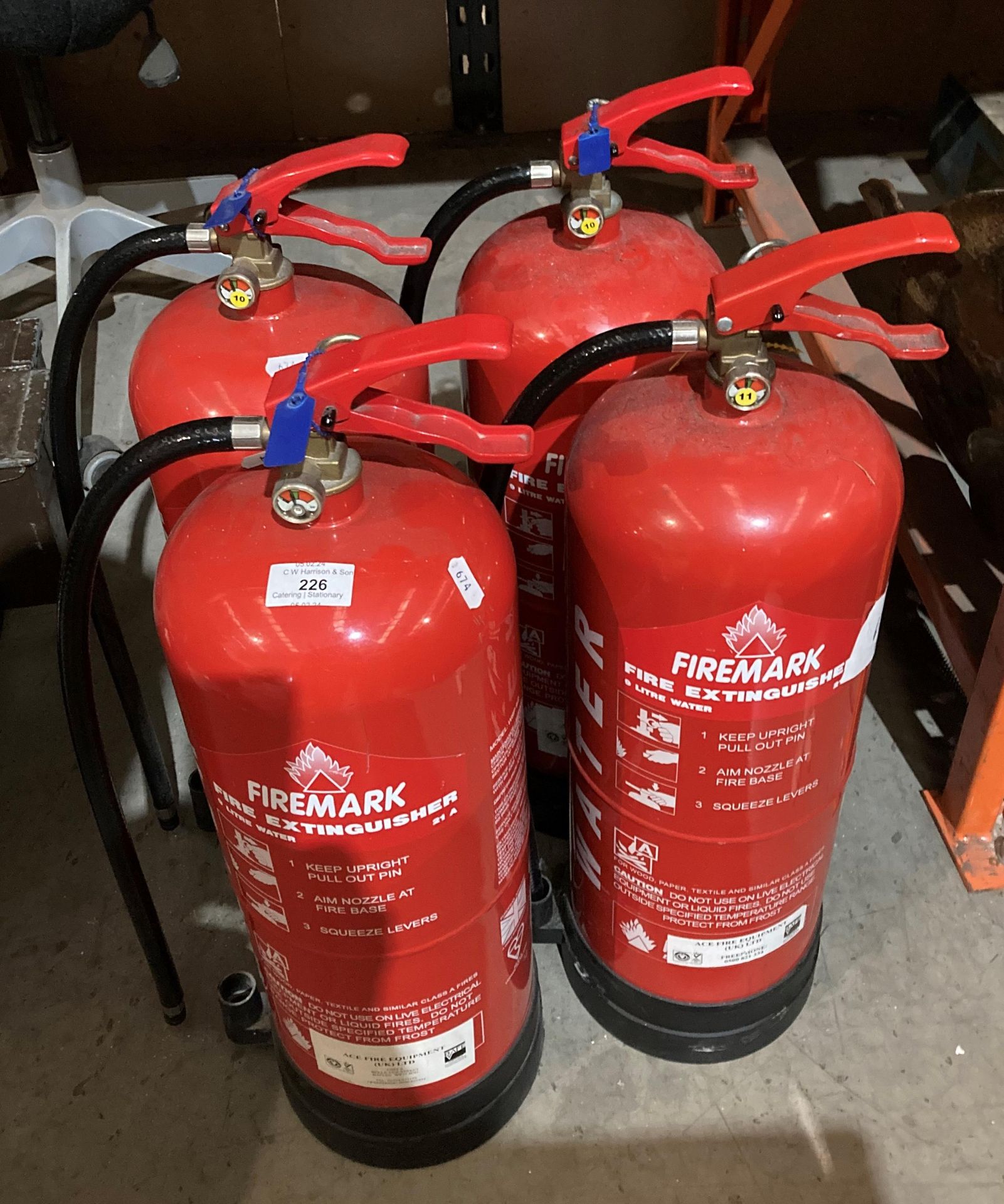4 x 9L Firemark water-type fire extinguishers (saleroom location: MA2) - Image 3 of 3
