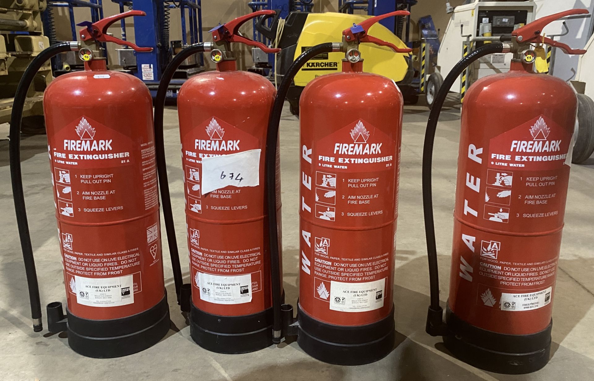 4 x 9L Firemark water-type fire extinguishers (saleroom location: MA2) - Image 2 of 3