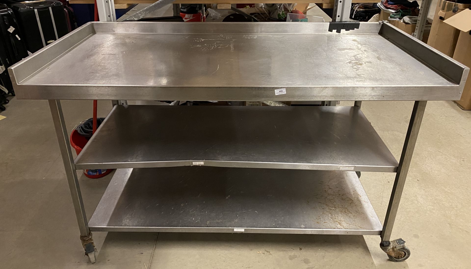 Stainless steel mobile 3-shelf preparation unit,