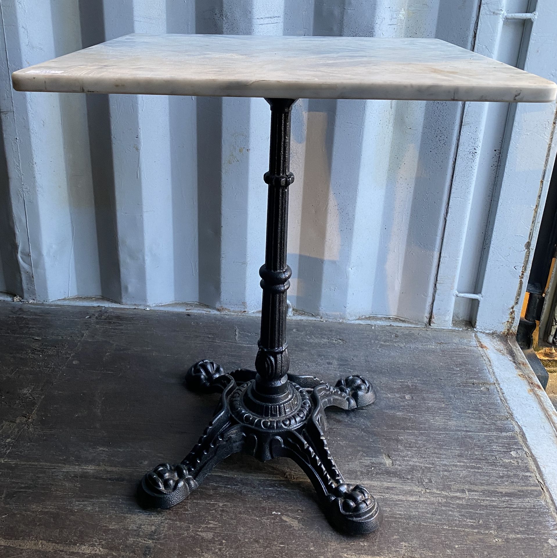 White marble-topped centre metal column square dining table, - Image 3 of 3