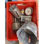 ASSORTED DIAMOND & CARBIDE MASONARY HOLE CUTTERS COMPLETE WITH DRIVE SHAFTS (saleroom location: