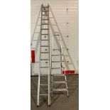 Aluminium 15-tread double extension ladder and 7-tread aluminium step-ladder (saleroom location: