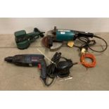 Makita 230mm disc cutter (240v), Bosch GBH2-26DRE drill (no test - damaged flex cut off),