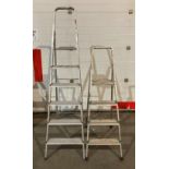 2 x 5-tread aluminium step ladders,