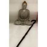 Cast stone contemplative Buddha figure,