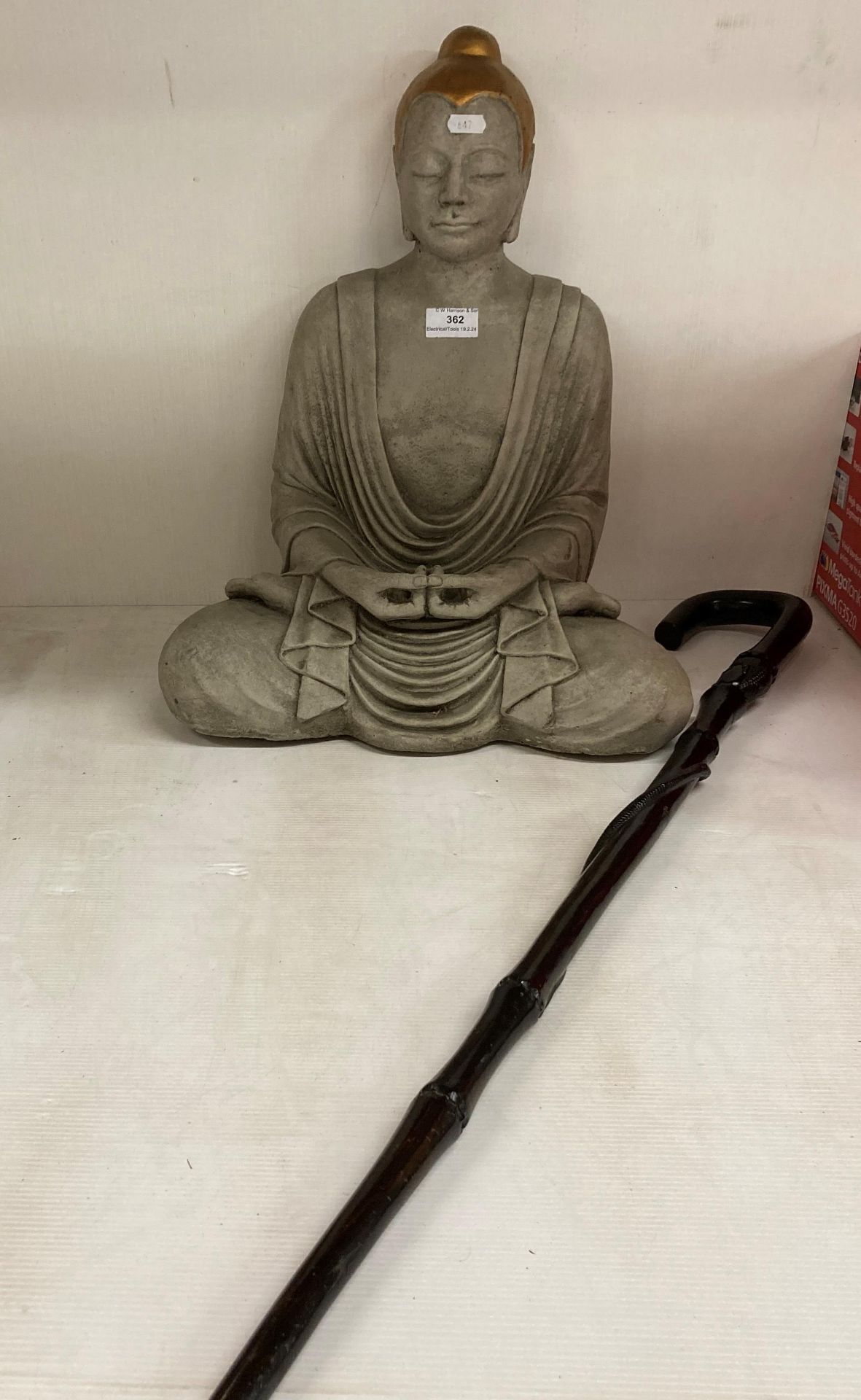 Cast stone contemplative Buddha figure,