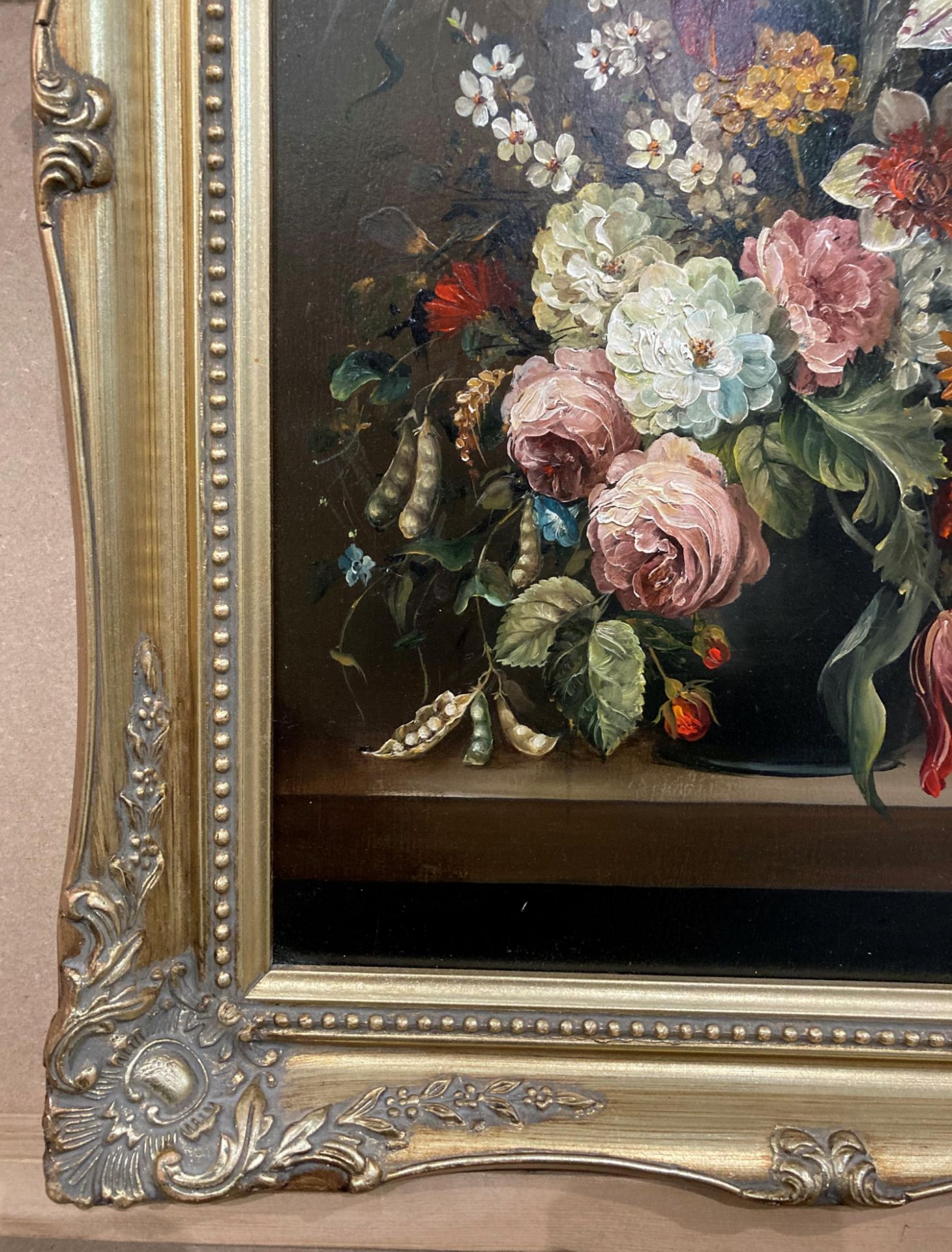 B Palm, 'Still Life - Flowers', oil on board, ornate gilt frame, - Image 8 of 12