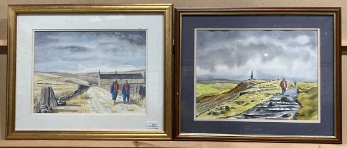 David S Earnshaw, 'Stoodley Pike and the Calder Valley above Withens Clough Reservoir', watercolour,