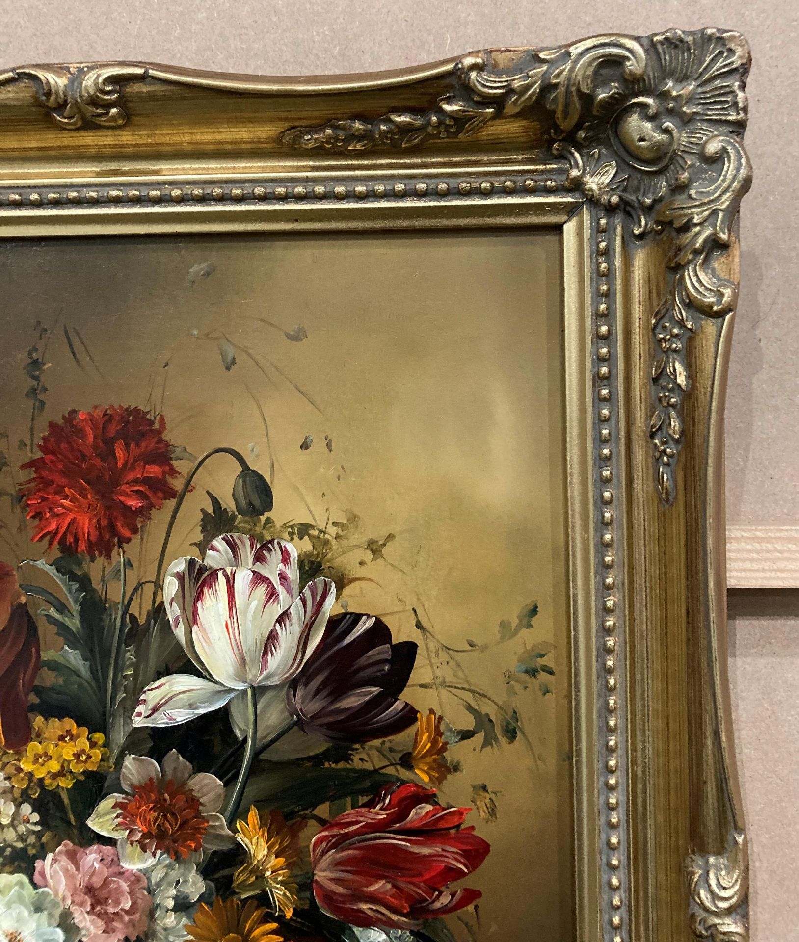 B Palm, 'Still Life - Flowers', oil on board, ornate gilt frame, - Image 7 of 12