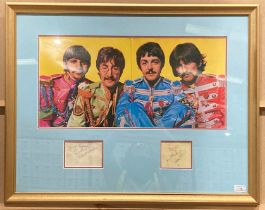 Framed reproduction album sleeve of The Beatles from the Sgt.